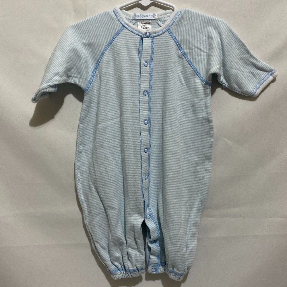 Baby Steps ❤️ Blue 100% Cotton Button Front Romper Size 0-6 Months (PRE-LOVED)